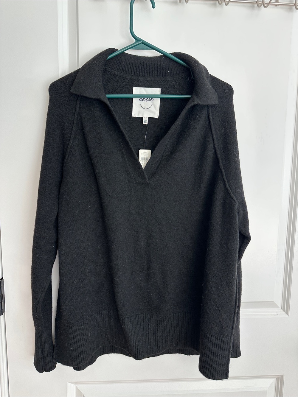 aerie Black Collared V-Neck Turtleneck Sweater